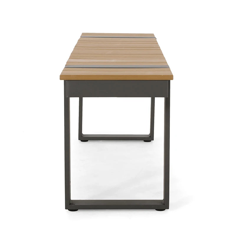 RV Modern Outdoor Dining Bench Stool, Gray + Natural