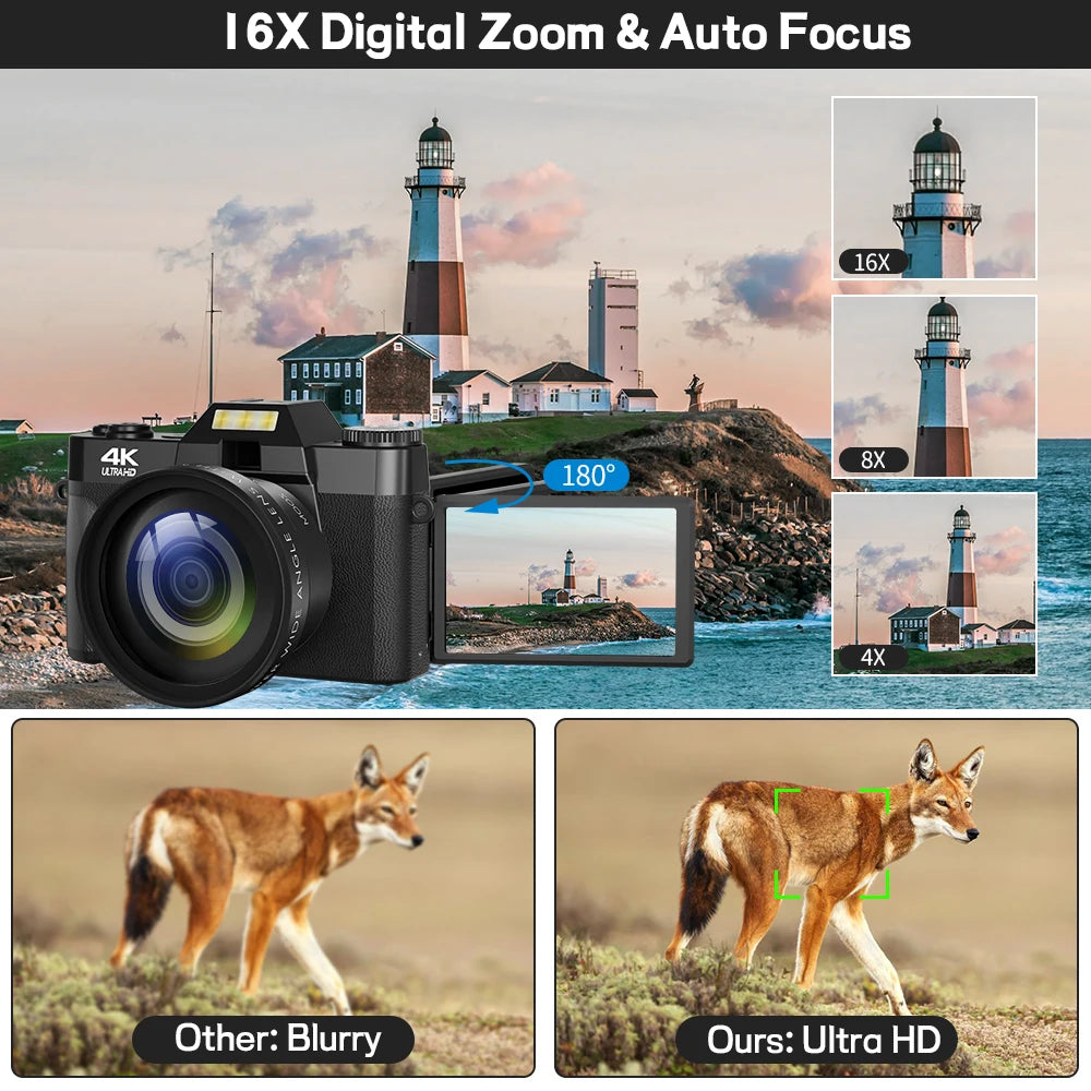 Compact Digital Photography Camera 4K WIFI Webcam Retro Vlog