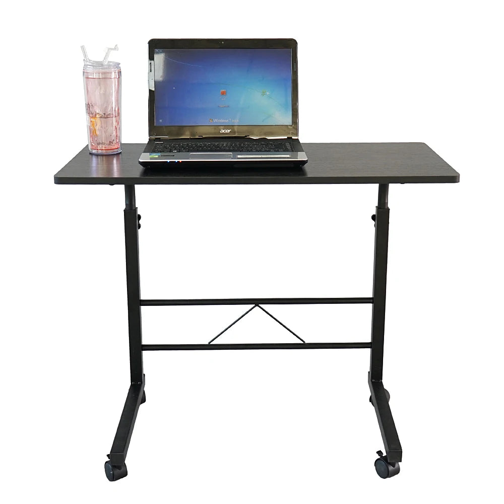 Black computer desk adjustable and movable