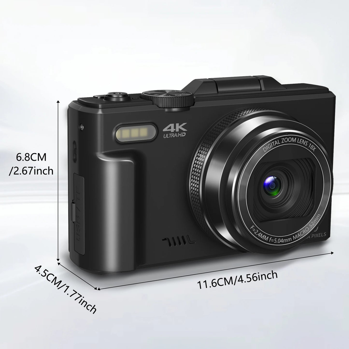 4K compact digital photography camera, 18x digital zoom,