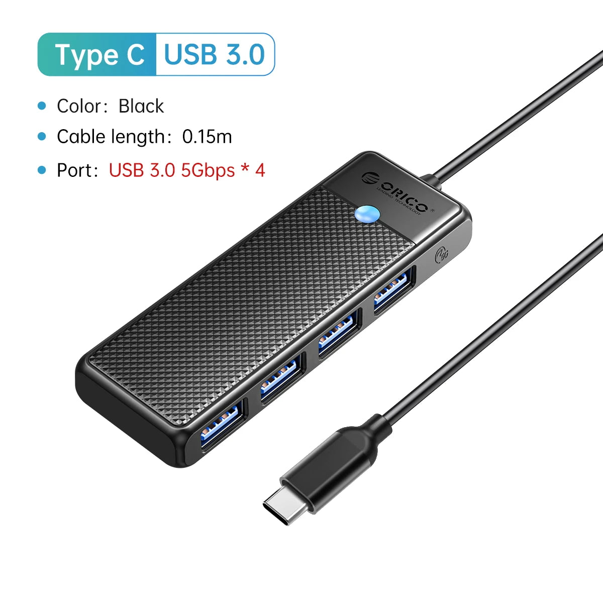 ORICO Type C HUB USB HUB 3.0 4-Port Splitter USB HUB Adapter