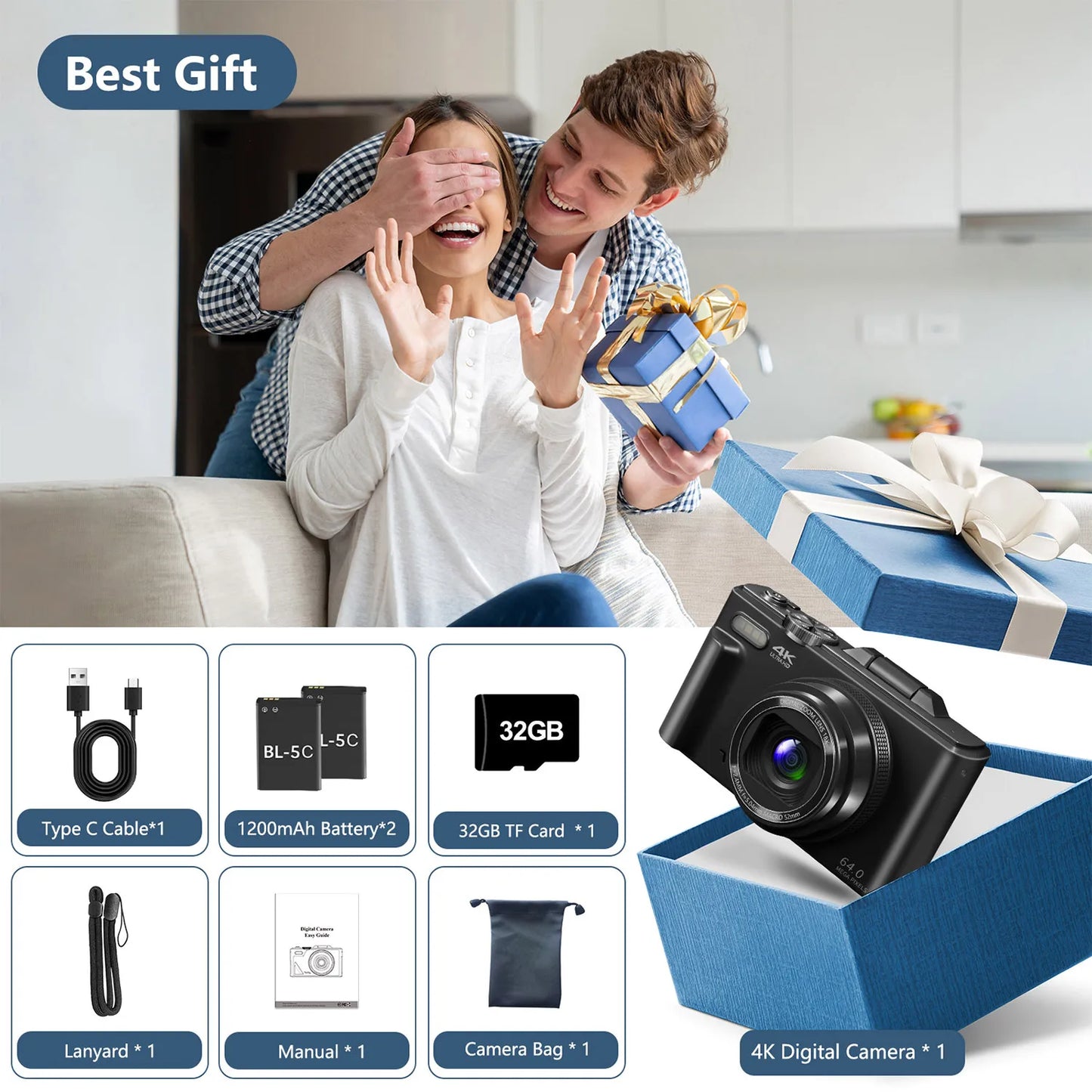 4K compact digital photography camera, 18x digital zoom,