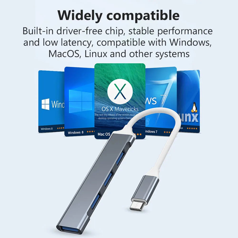 4 Port Multi Splitter Adapter OTG USB C HUB USB Type C 3.0 2.0
