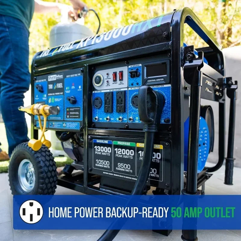 DuroMax 13,000-Watt 500cc Tri Fuel Gas Propane Natural Gas Portable Generator