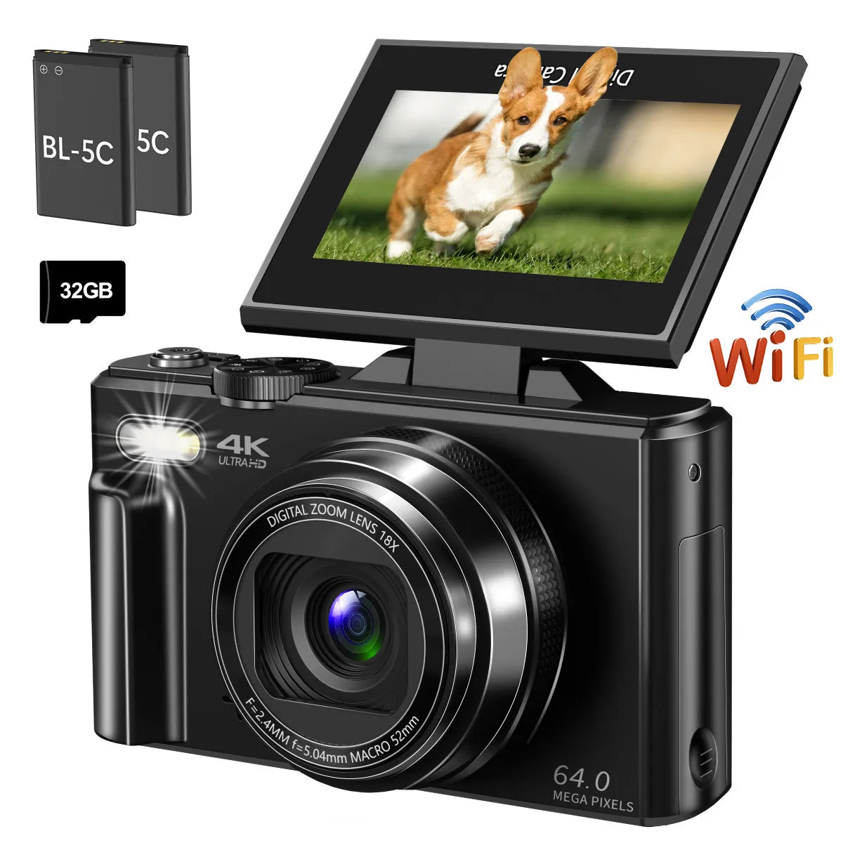 4K compact digital photography camera, 18x digital zoom,