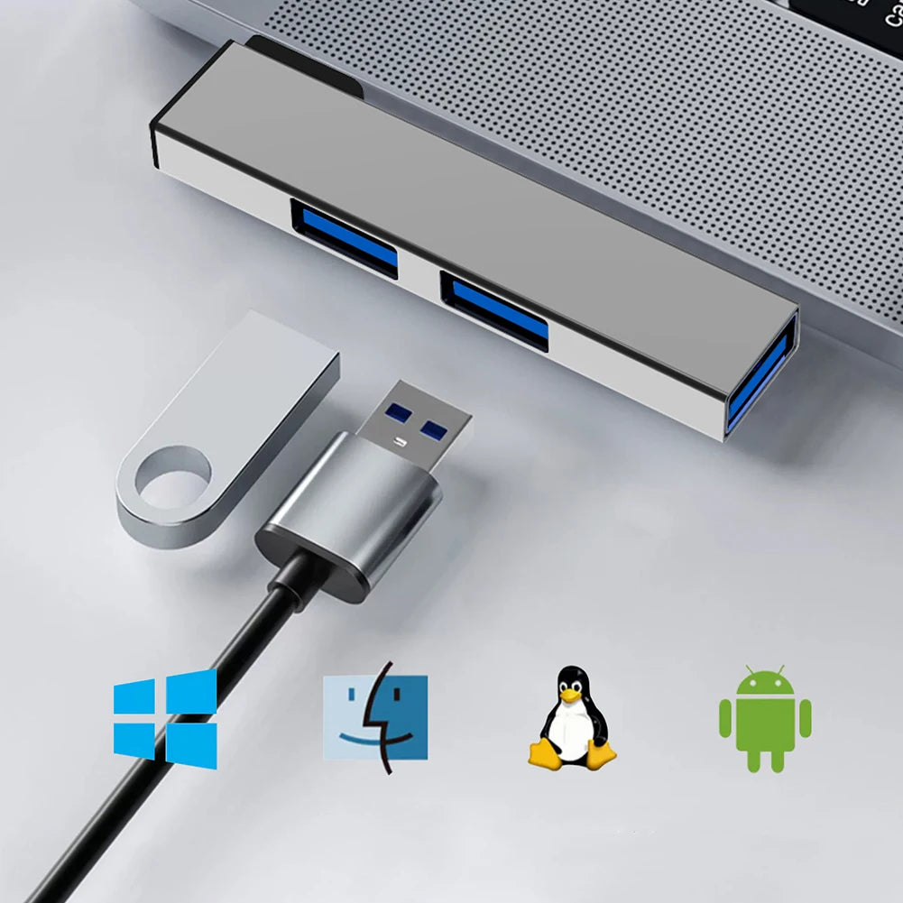 3 in 1 USB Splitter Hub Speed 5.0Gbps 3 Port Docking Station