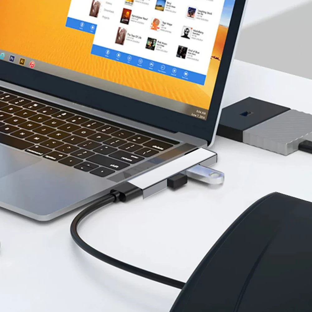 3 in 1 USB Splitter Hub Speed 5.0Gbps 3 Port Docking Station