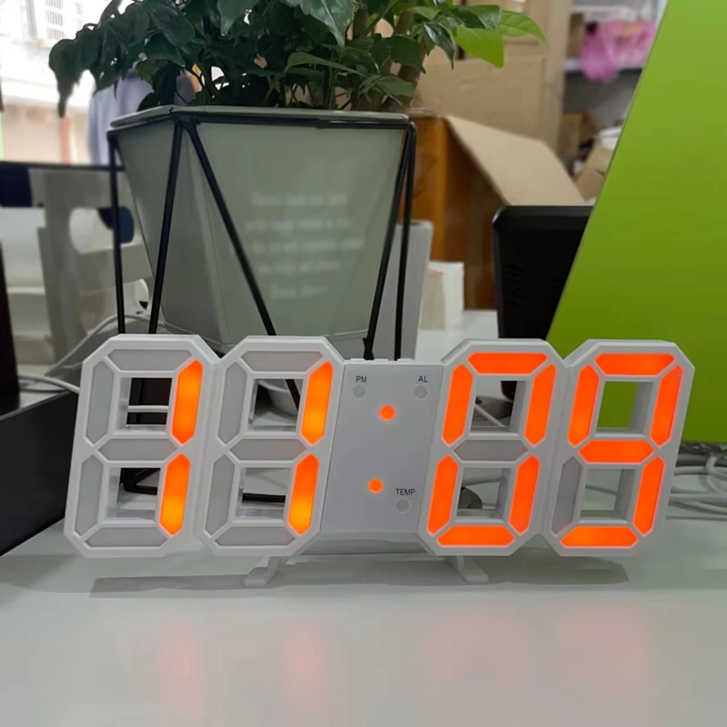 Nordic Digital Alarm Clock with Calendar, Thermometer, Snooze - Hanging Wall/Table Electronic Clock