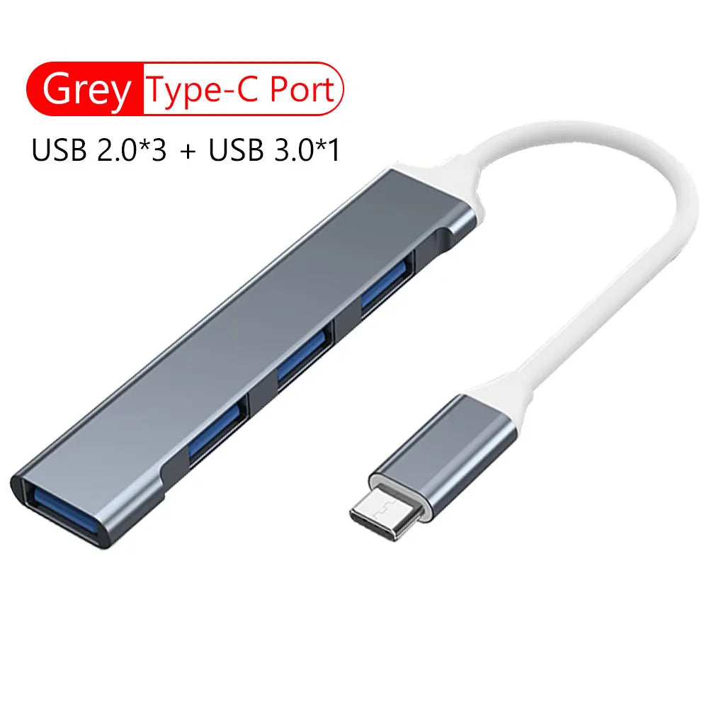 4 Port Multi Splitter Adapter OTG USB C HUB USB Type C 3.0 2.0