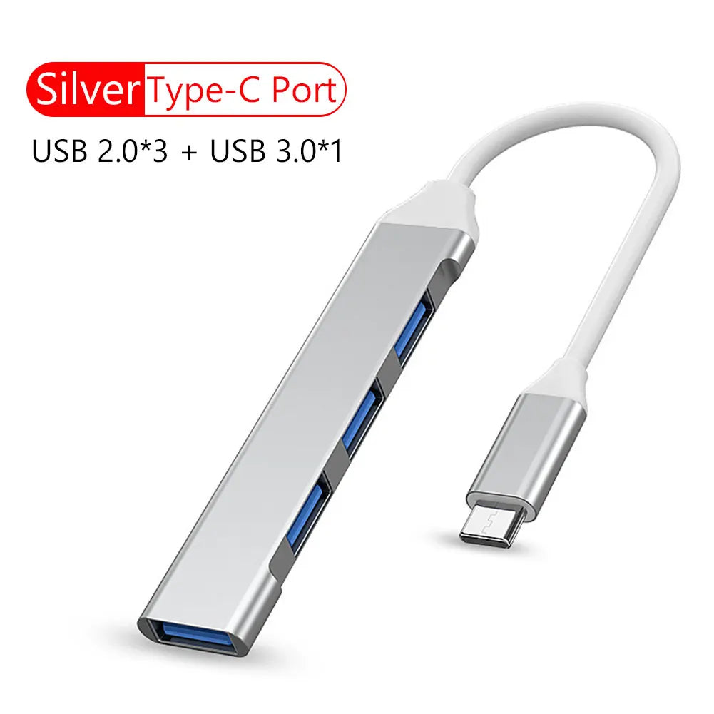4 Port Multi Splitter Adapter OTG USB C HUB USB Type C 3.0 2.0