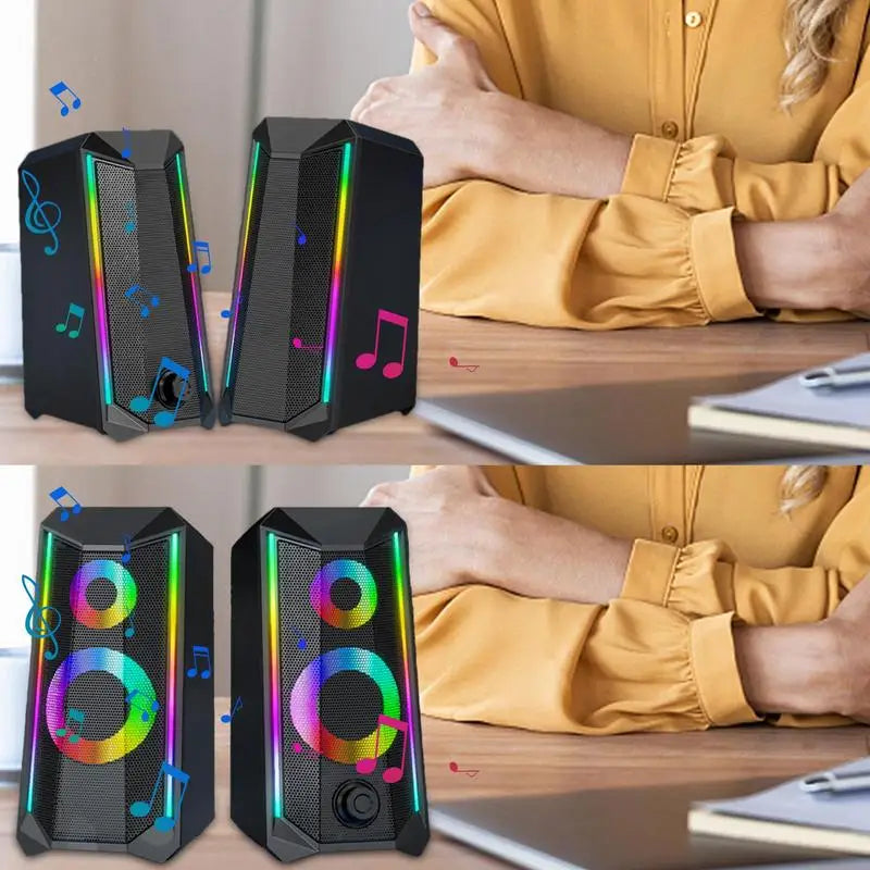 Monitor Speakers 2pcs PC Computer Stereo Speake Enhanced Sound Super Loud Volume