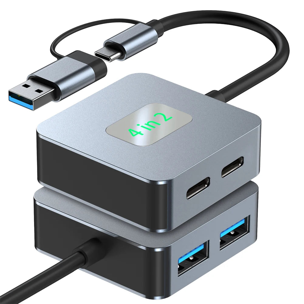 USB 3.2 Hub 4 in 1 USB C Hub USB-C/USB-A To 10Gbps USB 3.2 Mini 4 Port USB Hub Docking Station Type C HUB Computer Accessories