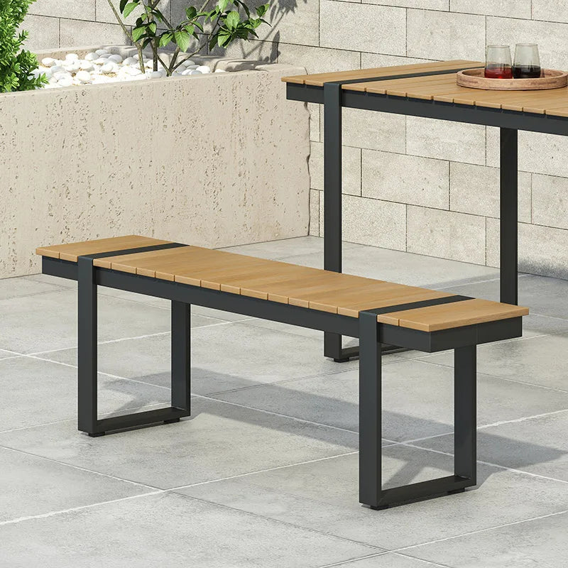RV Modern Outdoor Dining Bench Stool, Gray + Natural
