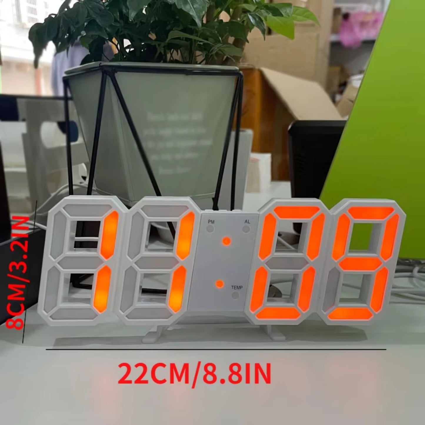 Nordic Digital Alarm Clock with Calendar, Thermometer, Snooze - Hanging Wall/Table Electronic Clock