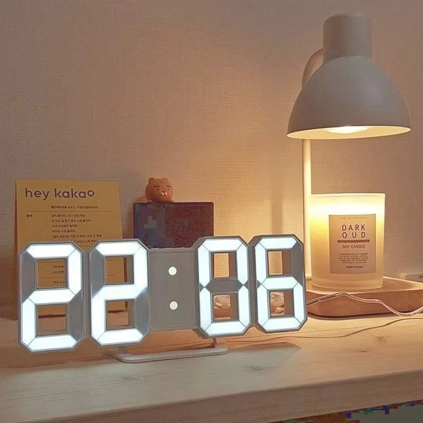 Nordic Digital Alarm Clock with Calendar, Thermometer, Snooze - Hanging Wall/Table Electronic Clock