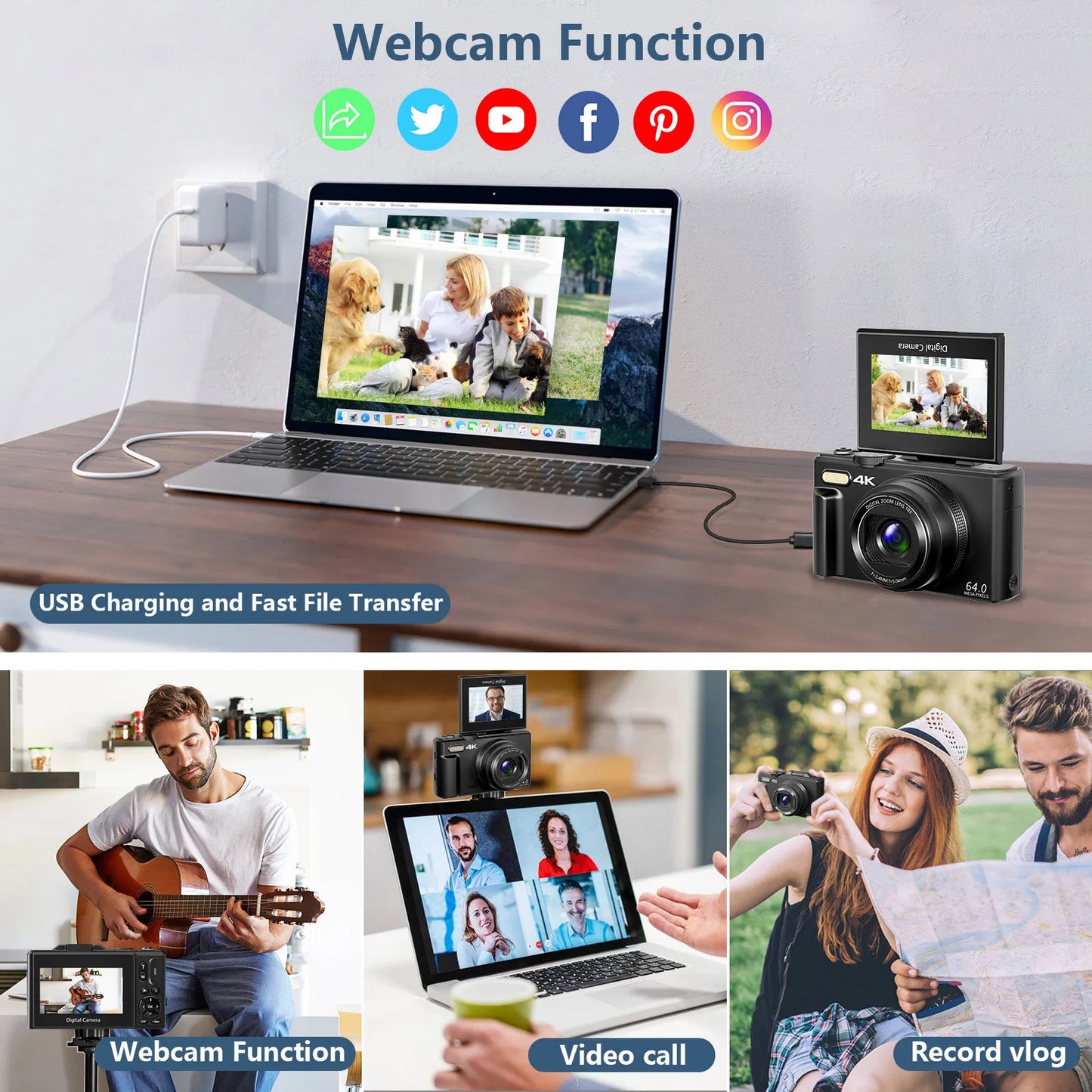 4K compact digital photography camera, 18x digital zoom,