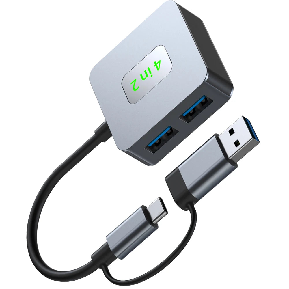 USB 3.2 Hub 4 in 1 USB C Hub USB-C/USB-A To 10Gbps USB 3.2 Mini 4 Port USB Hub Docking Station Type C HUB Computer Accessories