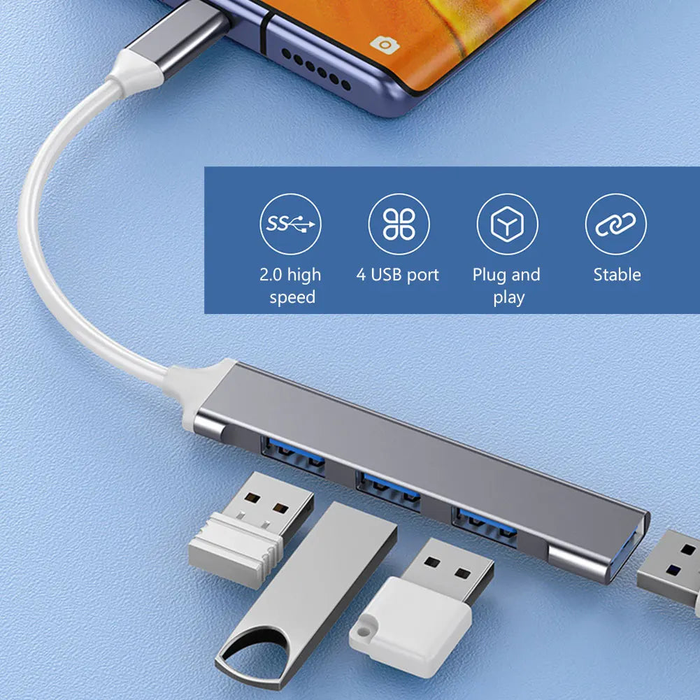 4 Port Multi Splitter Adapter OTG USB C HUB USB Type C 3.0 2.0