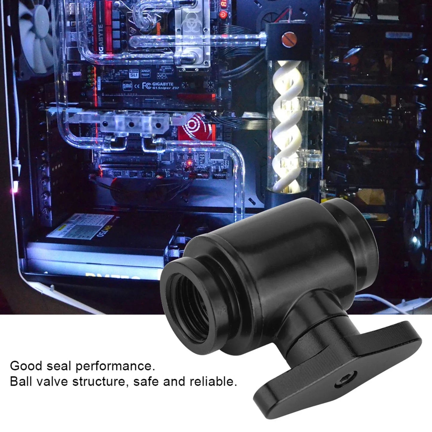 Water Cooled Hard Tube Valves G1/4 in. Female Black Water Ball Valve (Black Handle) for Computer Water Cooling Systems