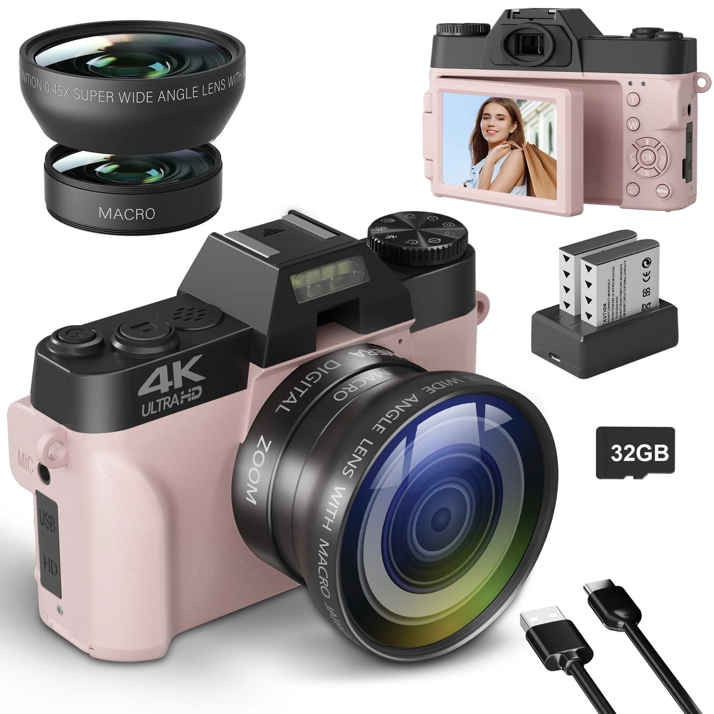 Compact Digital Photography Camera 4K WIFI Webcam Retro Vlog