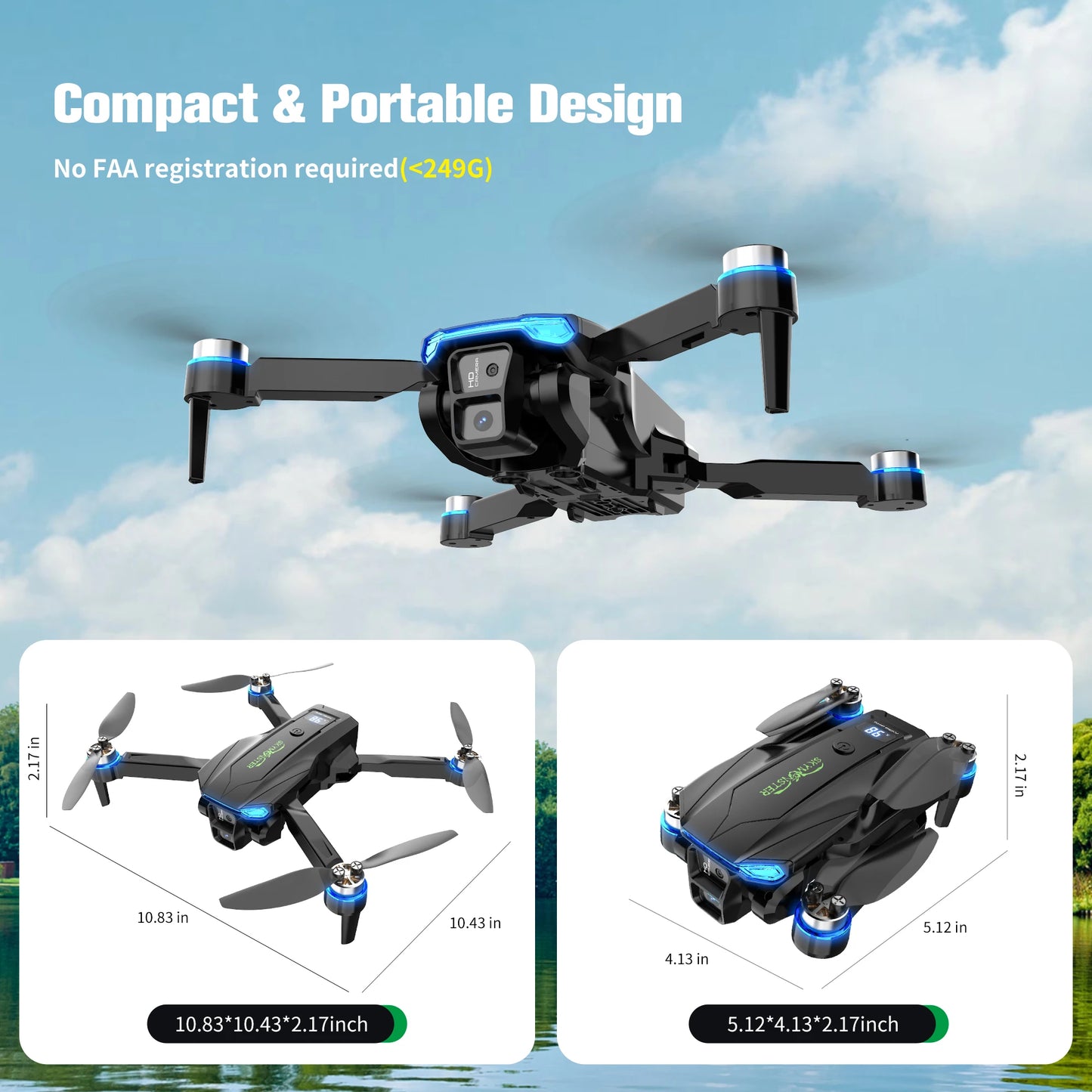 SKYMONSTER Falcon 1 RC Drone 1080P HD Camera Brushless Motor