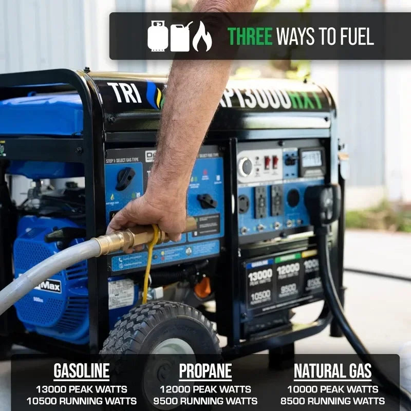 DuroMax 13,000-Watt 500cc Tri Fuel Gas Propane Natural Gas Portable Generator